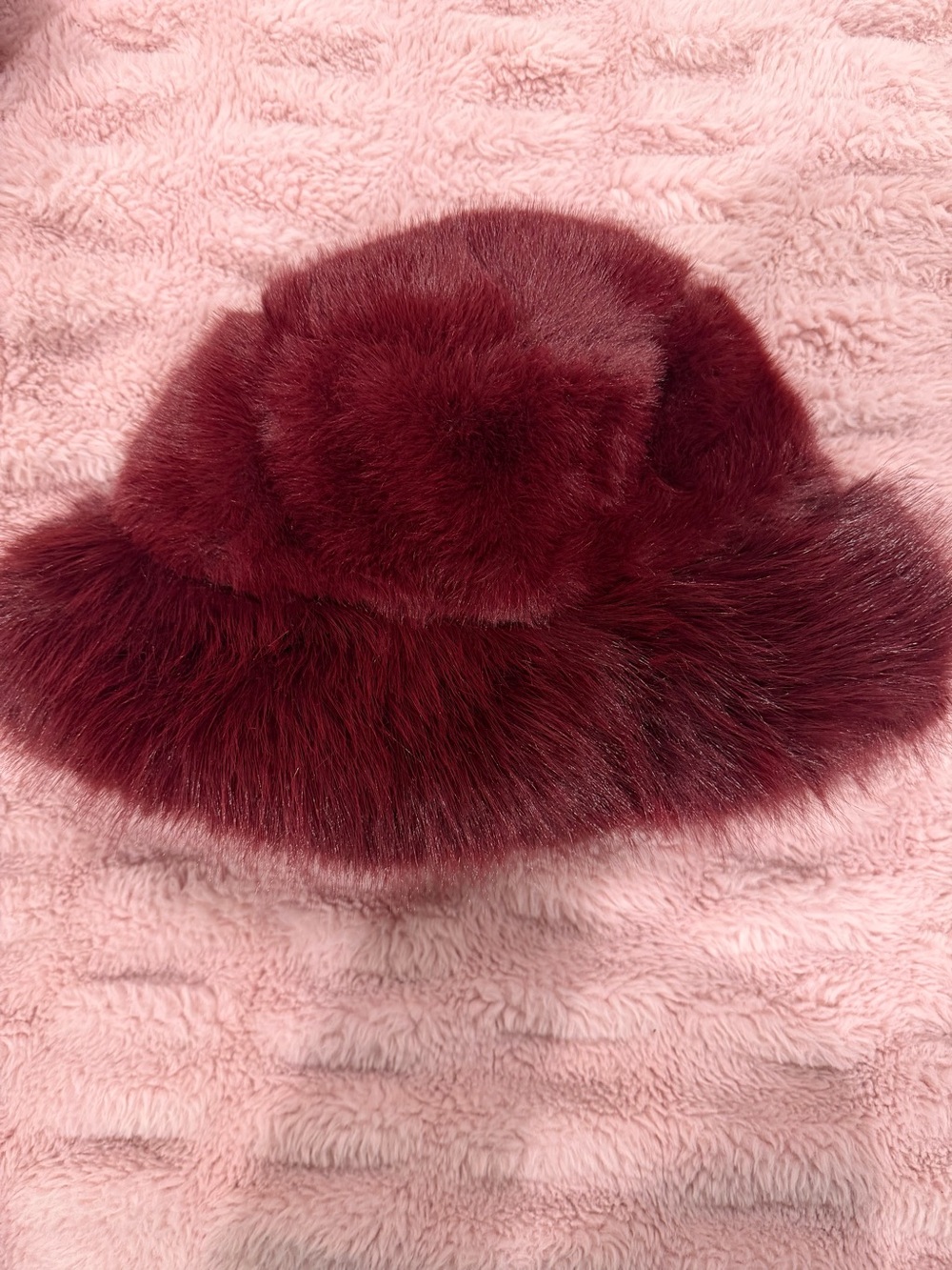 Princess Polly Burgundy Faux Fur Bucket Hat - Picture 4 of 4